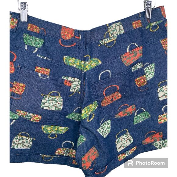 Tatyana Chica Purse Print Retro Women Denim  Shorts - Size XXL - Picture 6 of 10